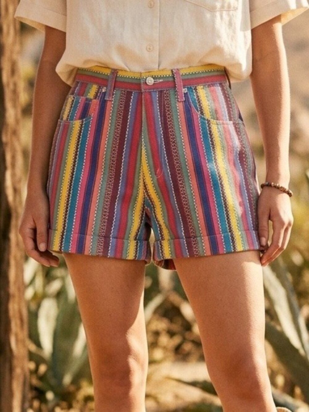 VTG 80s 90s The Limited Sz S High Waisted Rainbow Mom Denim Jean Shorts